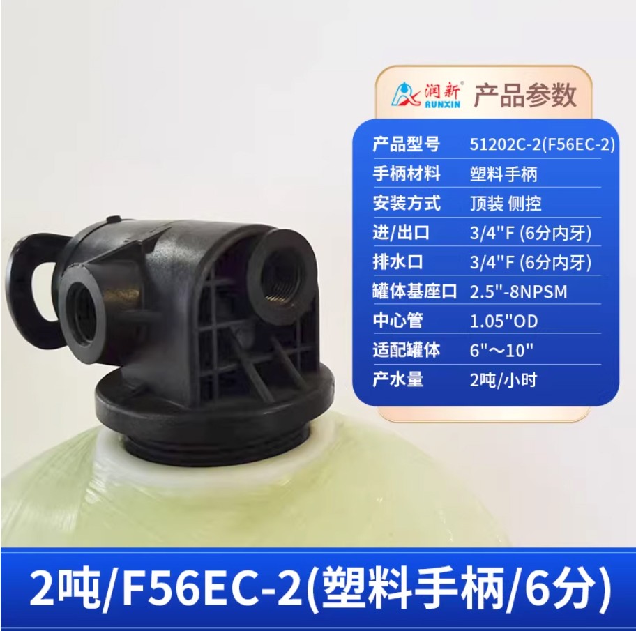 祥云润新手动过滤阀2吨51202C-2塑料手柄6分内牙顶装侧控